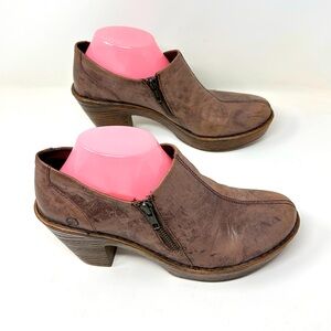 Born Famke Clogs Bootie Shoes Chunky‎ Heel Womens 10 US 42 EU Purple Leather Zip